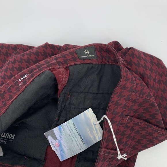 AG Adriano Goldschmied Caden tailored trousers pants houndstooth wine new 27 - Picture 5 of 5